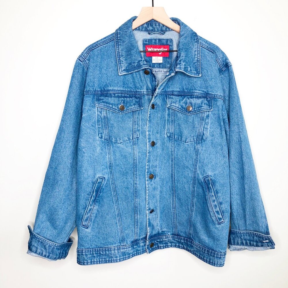 Vintage Wrangler Oversized Denim Jean Jacket Coat Relaxed Fit Lightweight Casual - Picture 4 of 9